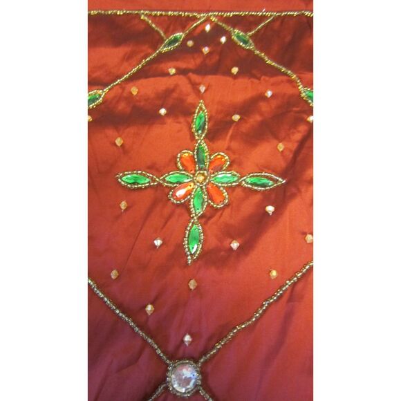 NEW FIREPLACE MANTLE RUNNER BURGUNDY BEAUTIFULLY BEADED BY KIM SIBERT - Picture 4 of 7